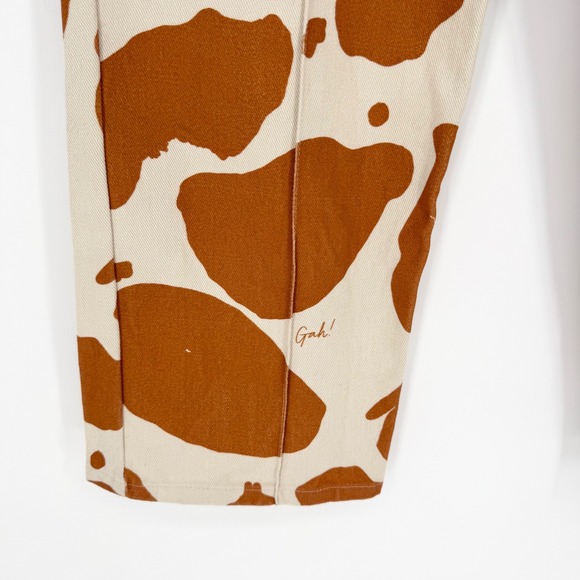 Lisa Says Gah Robyn Straight Leg Jeans In Brown Cow Print Sz 29 Maximalist Retro - Picture 6 of 11